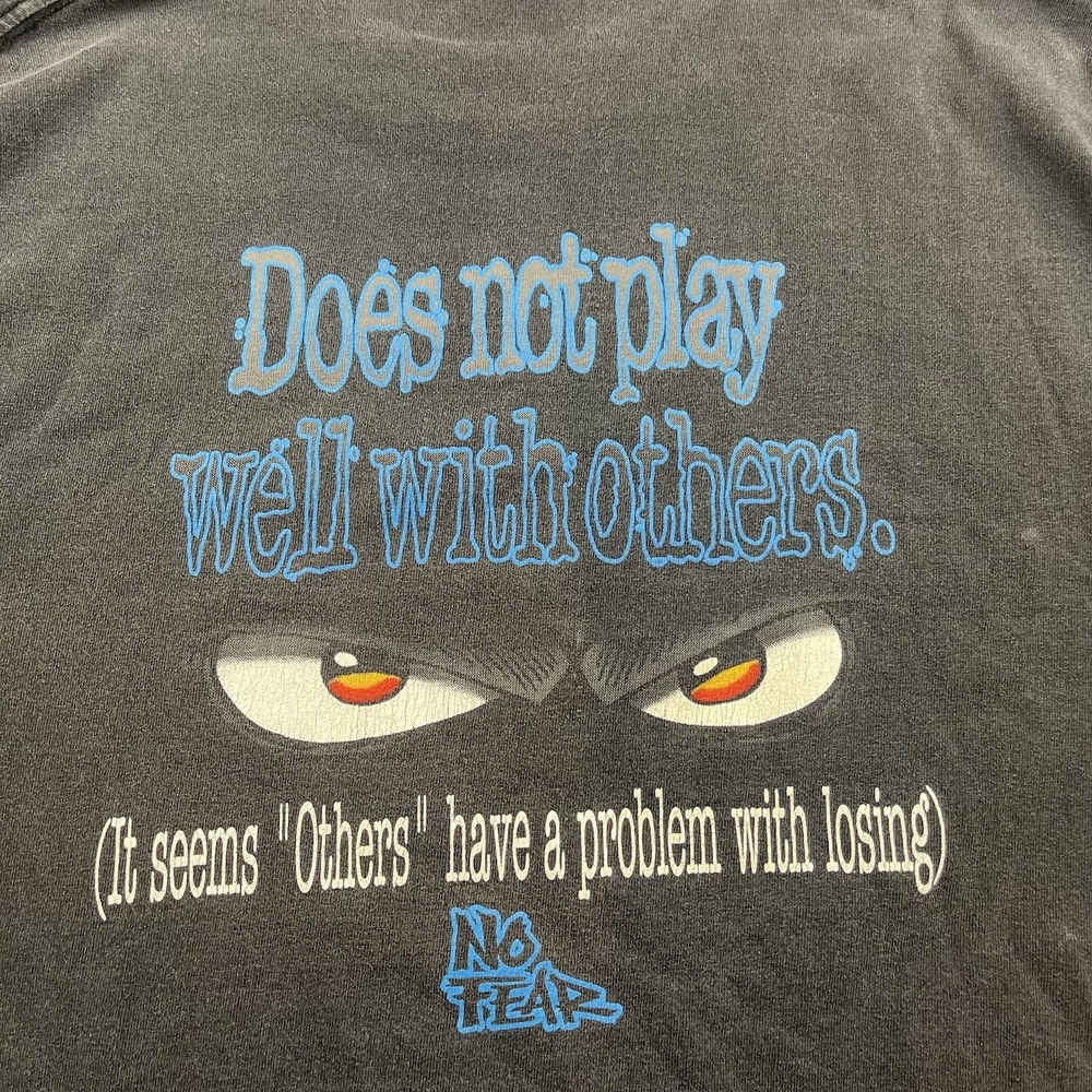 Vintage 90s No Fear Shirt Does Not Play Well With Others Size Large Black